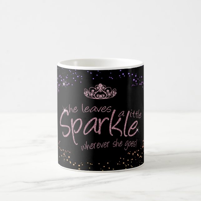 She Leaves a Little Sparkle in Pink and Black Coffee Mug (Center)
