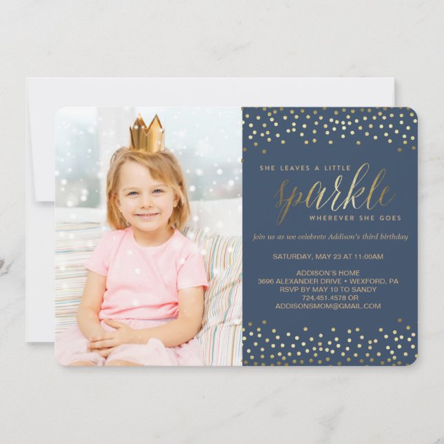 She Leaves a Little Sparkle KIDS BIRTHDAY INVITE (Front)