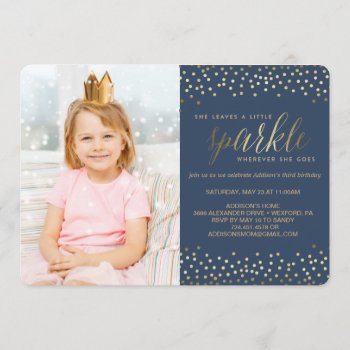 She Leaves A Little Sparkle Kids Birthday Invite by blush_printables at Zazzle