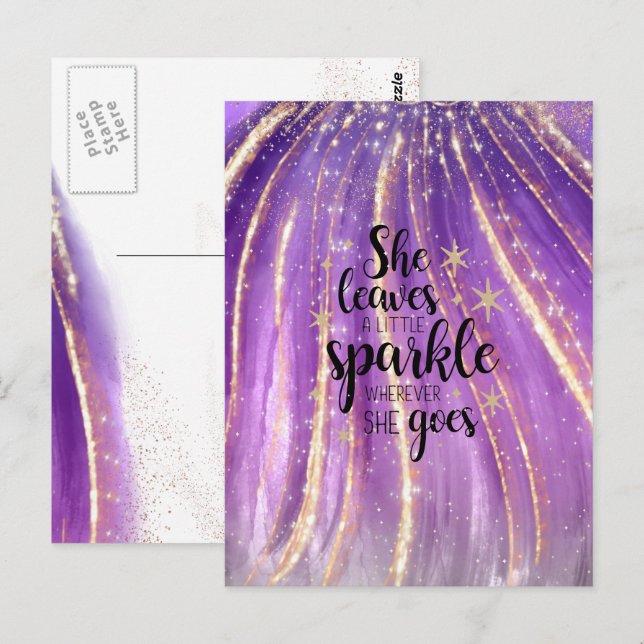She Leaves A Little Sparkle Luxury Glitter  Postcard (Front/Back)