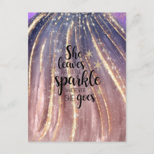 She Leaves A Little Sparkle Luxury Glitter Postcard