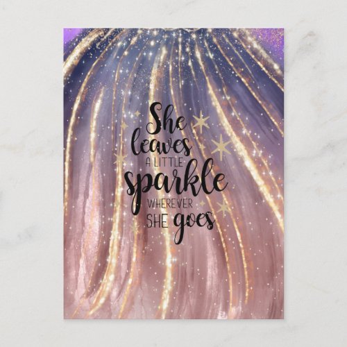 She Leaves A Little Sparkle Luxury Glitter  Postcard