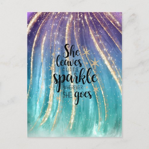 She Leaves A Little Sparkle Luxury Glitter Postcard