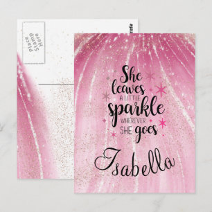 She Leaves A Little Sparkle Luxury Personalized P Postcard