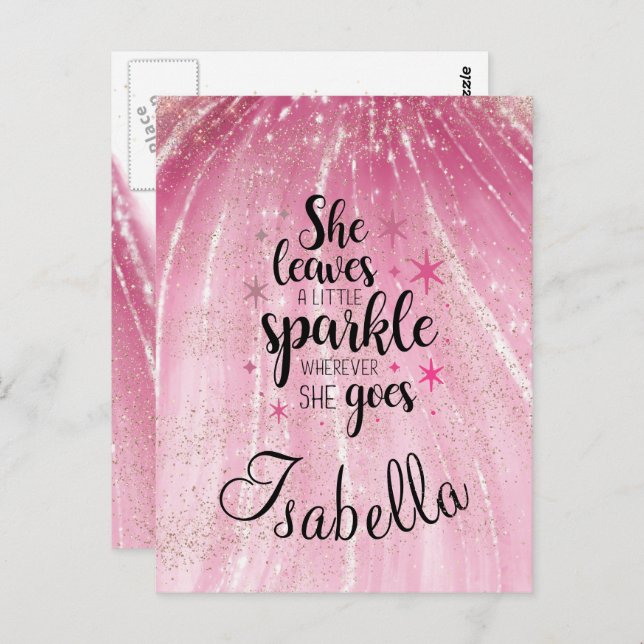 She Leaves A Little Sparkle Luxury Personalized  P Postcard (Front/Back)