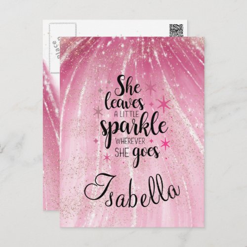 She Leaves A Little Sparkle Luxury Personalized  P Postcard