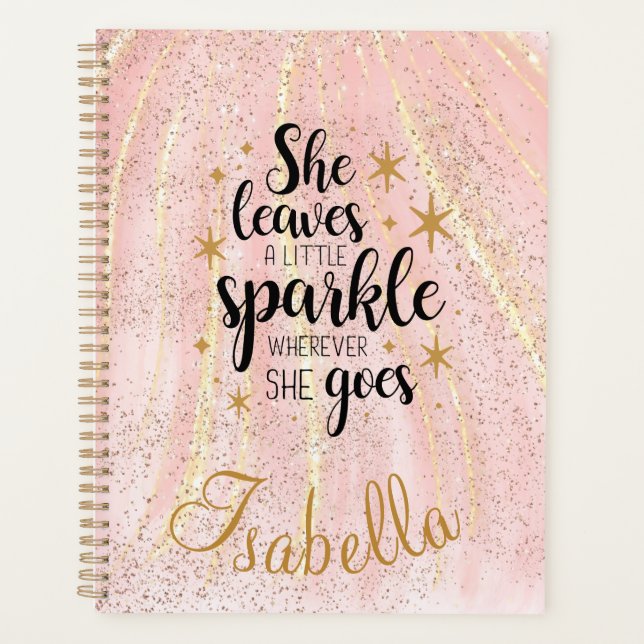 She Leaves A Little Sparkle Luxury Personalized    Planner (Front)