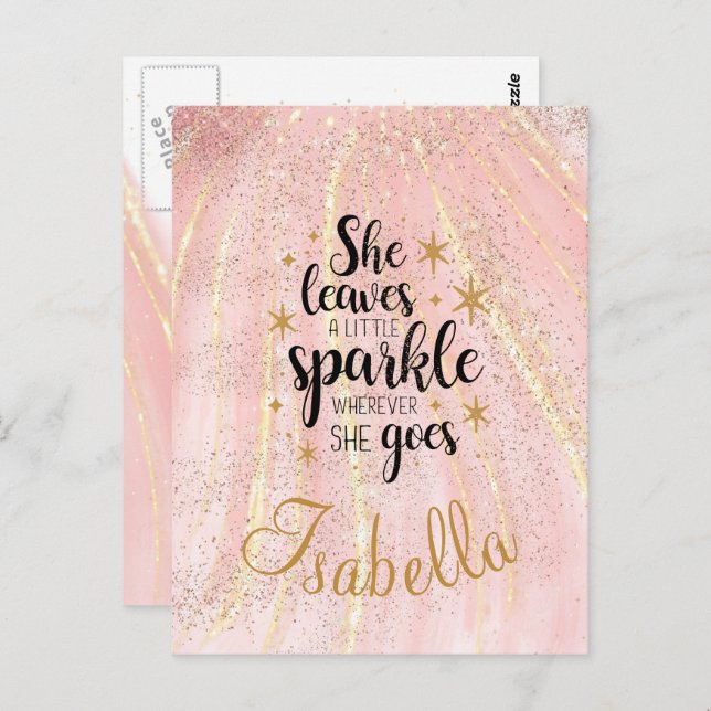 She Leaves A Little Sparkle Luxury Personalized    Postcard (Front/Back)