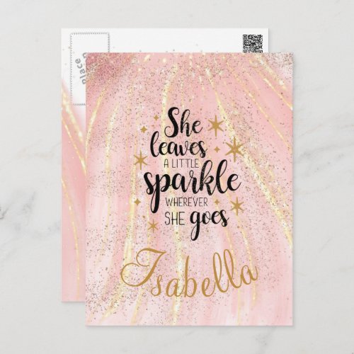 She Leaves A Little Sparkle Luxury Personalized    Postcard