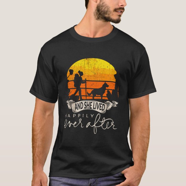 She Lived Happily Ever After Camping Hiking Dog Lo T-Shirt (Front)