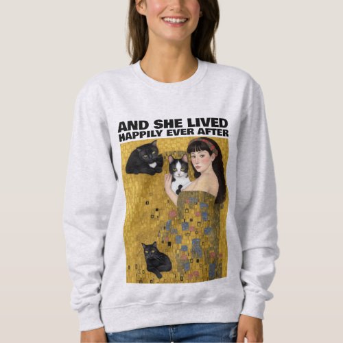 SHE LIVED HAPPILY EVER AFTER CAT MOM T_SHIRTS