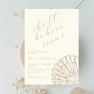 She´ll Be Here Soon Elegant Baby Girl Shower Invitation
