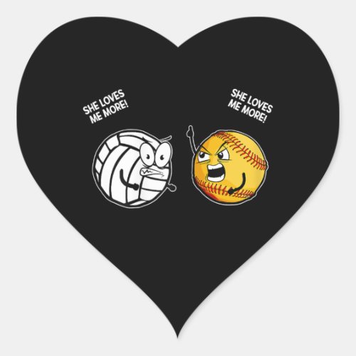 She Love Me More Funny Volleyball Softball Lover Heart Sticker