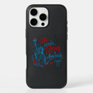 She Loves Jesus and America Too 4th of July Christ iPhone 16 Pro Max Case