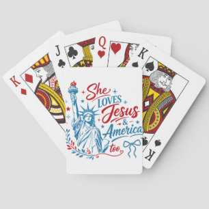She Loves Jesus and America Too 4th of July Christ Poker Cards