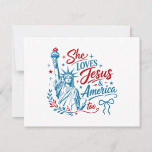 She Loves Jesus and America Too 4th of July Christ Thank You Card