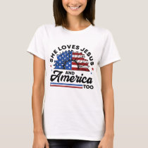 She Loves Jesus And America Too Christian Women US T-Shirt