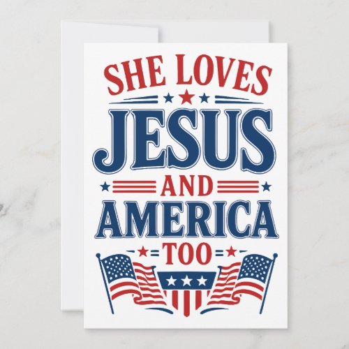 She Loves Jesus and America Too Invitation