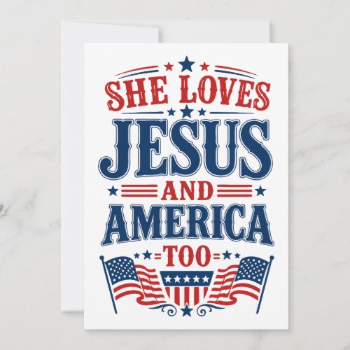 She Loves Jesus and America Too Invitation