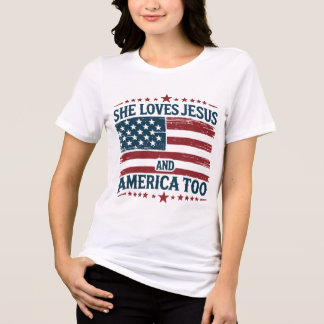 “She Loves Jesus and America Too” Tri-Blend Shirt