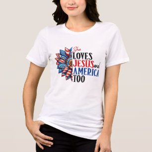 She Loves Jesus and America Too Tri-Blend Shirt