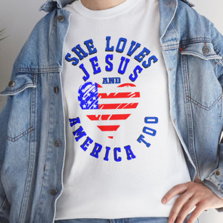 She loves Jesus and America too Tri-Blend Shirt