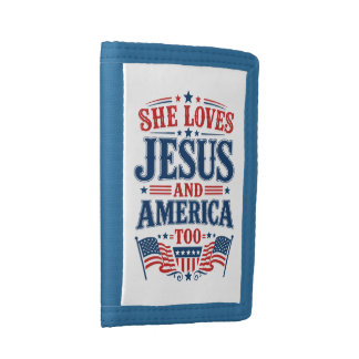 She Loves Jesus and America Too Trifold Wallet