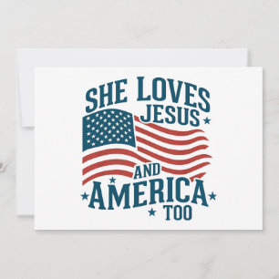 She Loves Jesus And America Too USA Flag 4th Invitation