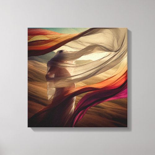 She Loves Silk in the Wind Canvas Print