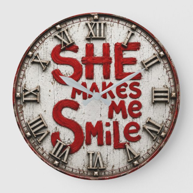 She Makes Me Smile Large Clock (Front)