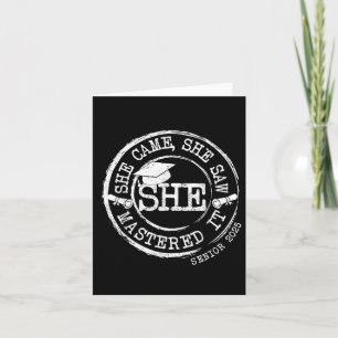 She Mastered It Masters Degree Graduation Retro Cl Card