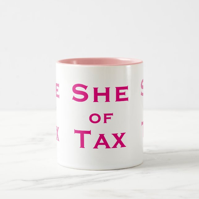 She of Tax Female Tax Accountant Tax Preparer Two-Tone Coffee Mug (Center)