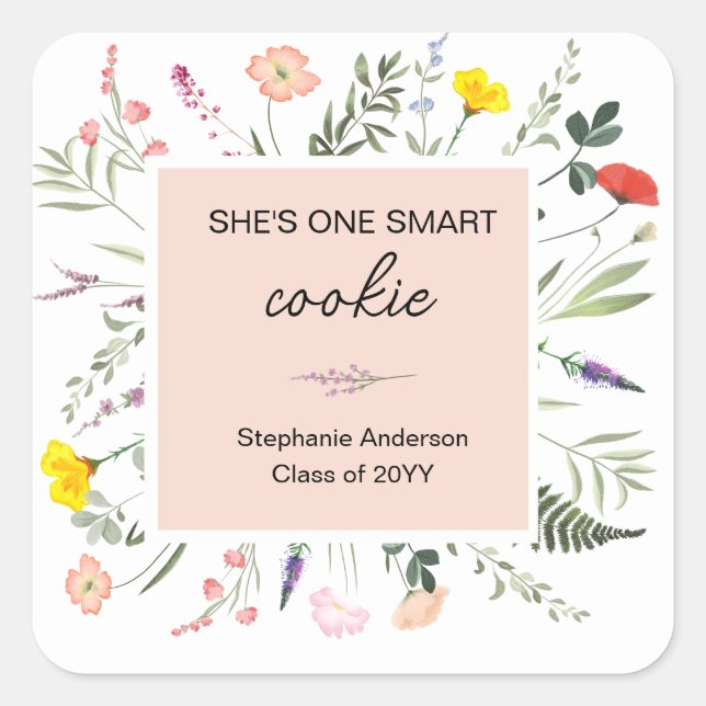 She One Smart Cookie Wildflower Graduation Sticker (Front)