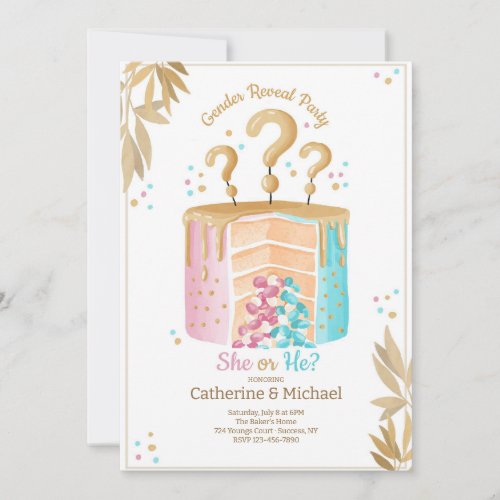 She or He Gender Reveal Invitation