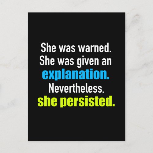 She Persisted Elizabeth Warren Postcard