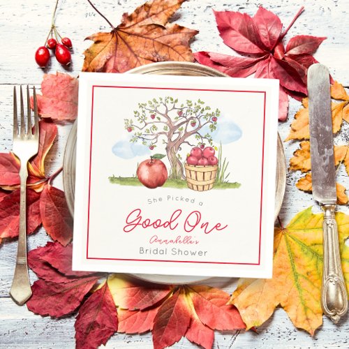 She Picked a Good One Apple Tree Bridal Shower Napkins