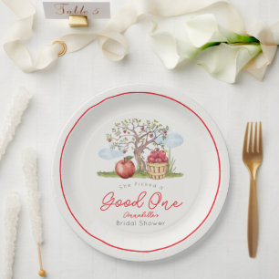 She Picked a Good One Apple Tree Bridal Shower Paper Plates