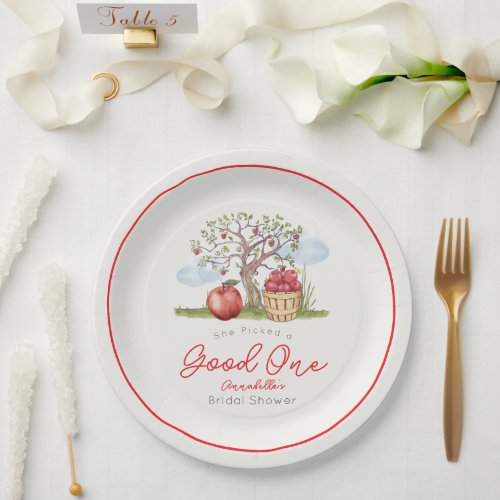 She Picked a Good One Apple Tree Bridal Shower Paper Plates