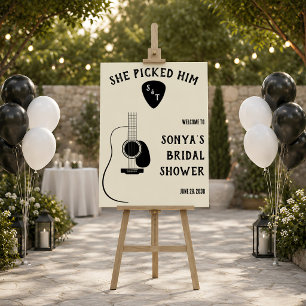 She Picked Him! Guitar Bridal Shower Welcome Sign