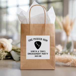 She Picked Him! Guitar Engagement Party Square Sticker