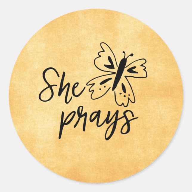 She Prays Quote Prayer Warriors  Classic Round Sticker (Front)