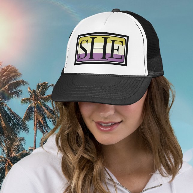 She pronoun non-binary feminine Trucker Hat (Creator Uploaded)