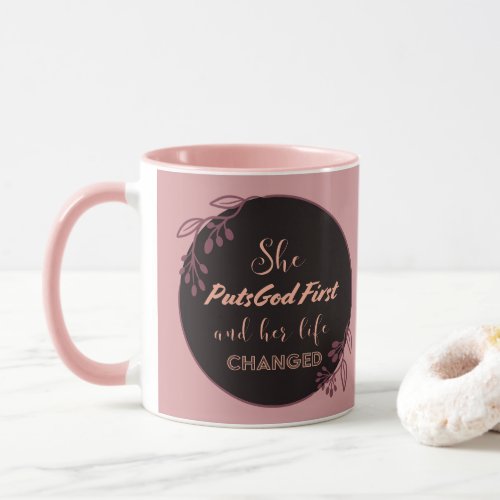 She Puts God First Pink_Inside Mug Inspirational