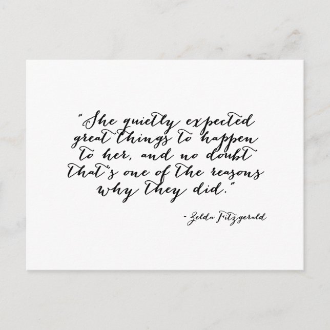 She quietly expected great things postcard (Front)