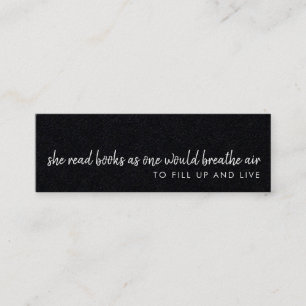 She Reads Books Modern Black Mini Bookmark Card