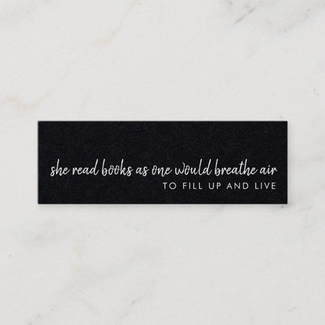 She Reads Books | Modern Black Mini  Bookmark Card (Front)
