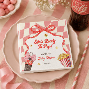 She Ready To Pop Soda Cola Pink Retro Baby Shower Napkins