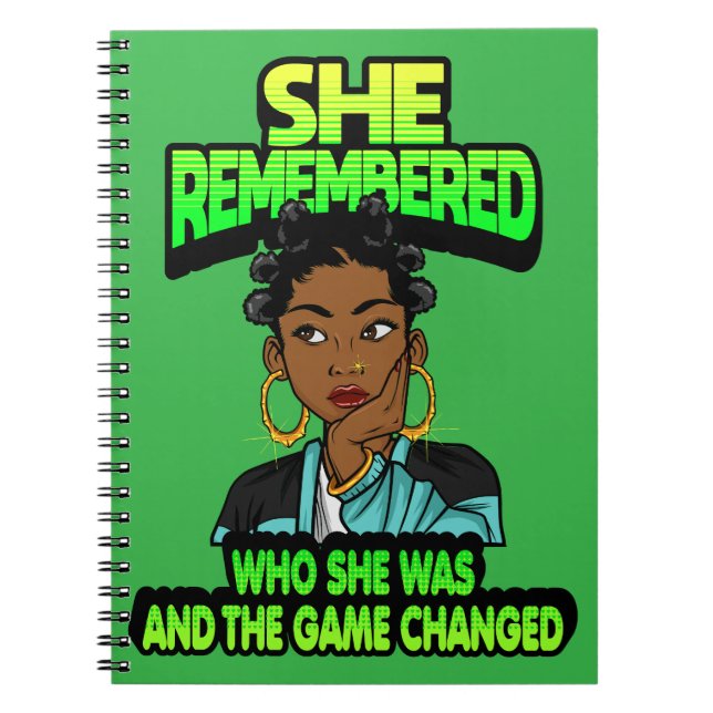 She remembered who she was and the game changed notebook (Front)