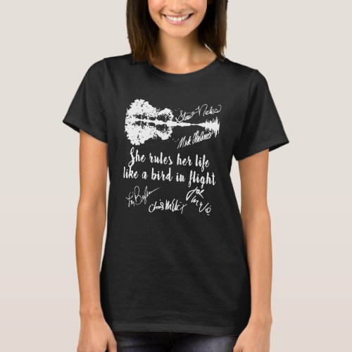 She Rules Her Life Like A Bird In Flight Guitar Si T_Shirt