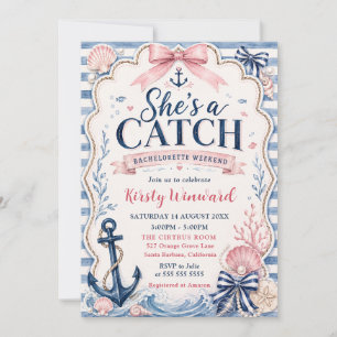 She’s a Catch Coastal Bachelorette Party Invitation